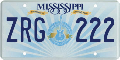 MS license plate ZRG222