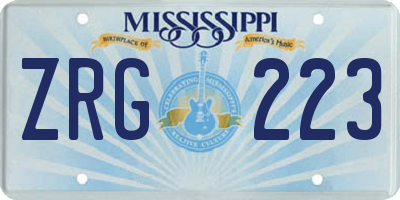MS license plate ZRG223