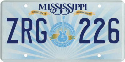MS license plate ZRG226