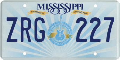 MS license plate ZRG227