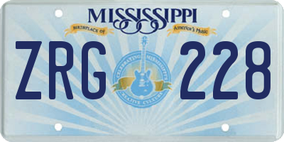 MS license plate ZRG228