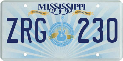 MS license plate ZRG230