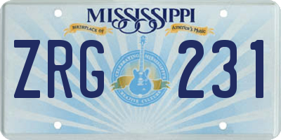 MS license plate ZRG231