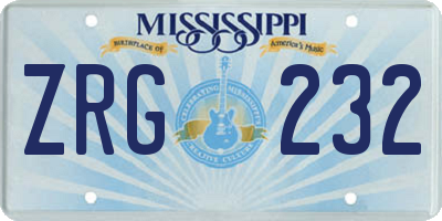 MS license plate ZRG232