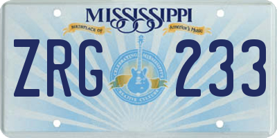 MS license plate ZRG233