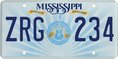 MS license plate ZRG234