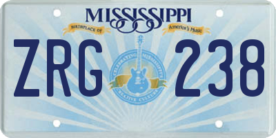 MS license plate ZRG238