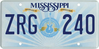 MS license plate ZRG240