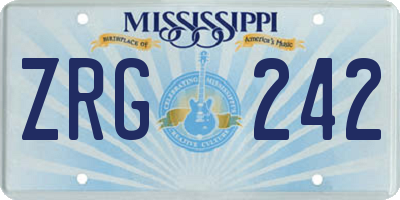 MS license plate ZRG242