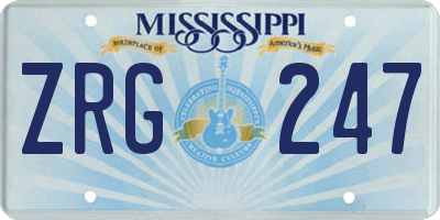 MS license plate ZRG247