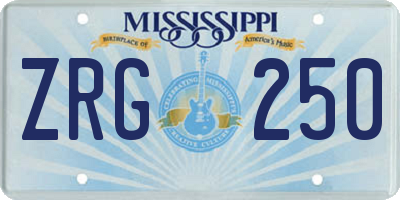 MS license plate ZRG250