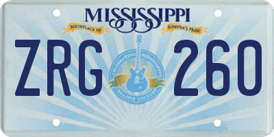 MS license plate ZRG260