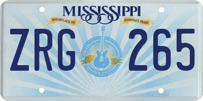 MS license plate ZRG265