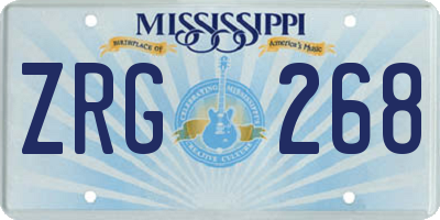 MS license plate ZRG268