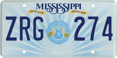 MS license plate ZRG274