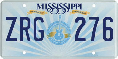 MS license plate ZRG276