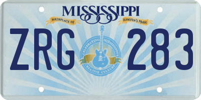 MS license plate ZRG283