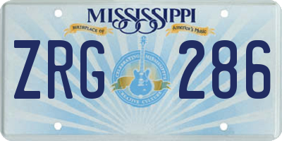 MS license plate ZRG286