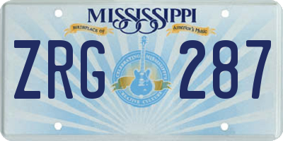 MS license plate ZRG287
