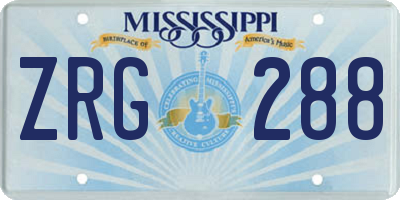 MS license plate ZRG288