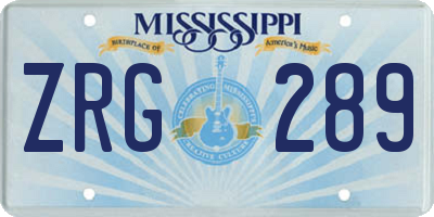 MS license plate ZRG289