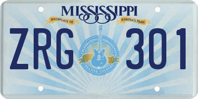MS license plate ZRG301