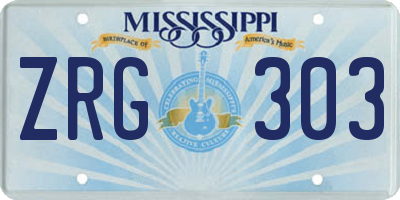 MS license plate ZRG303