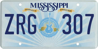 MS license plate ZRG307