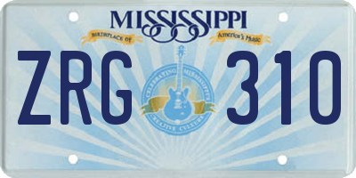 MS license plate ZRG310