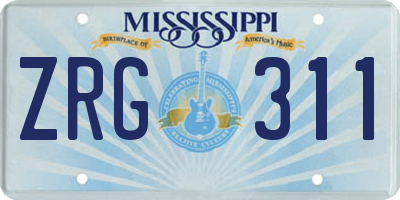 MS license plate ZRG311