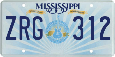 MS license plate ZRG312