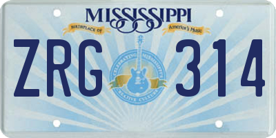 MS license plate ZRG314