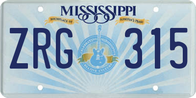 MS license plate ZRG315