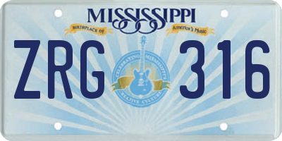 MS license plate ZRG316