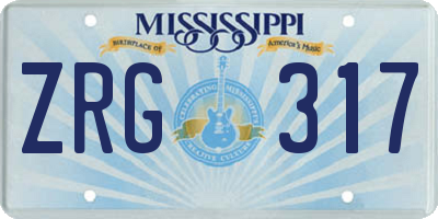 MS license plate ZRG317