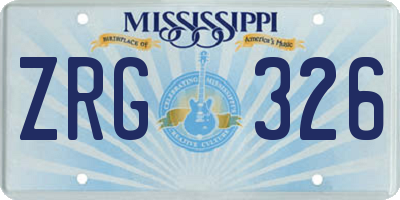 MS license plate ZRG326