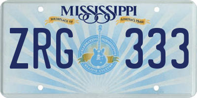 MS license plate ZRG333