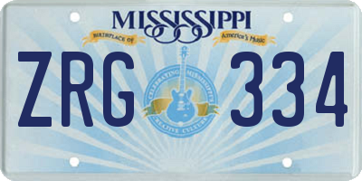 MS license plate ZRG334