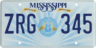 MS license plate ZRG345