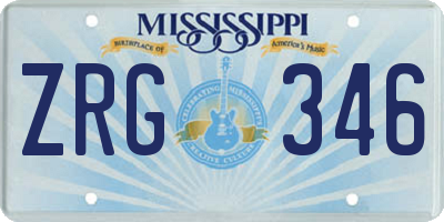 MS license plate ZRG346