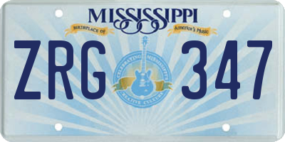 MS license plate ZRG347