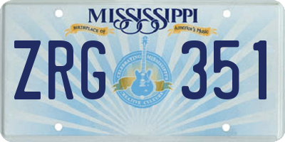 MS license plate ZRG351
