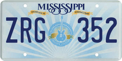 MS license plate ZRG352