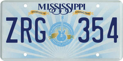 MS license plate ZRG354