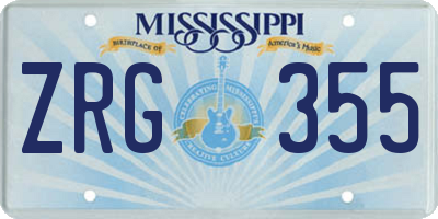 MS license plate ZRG355