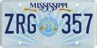 MS license plate ZRG357