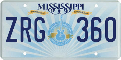 MS license plate ZRG360