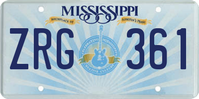 MS license plate ZRG361