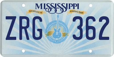 MS license plate ZRG362