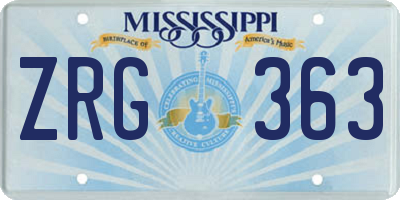 MS license plate ZRG363